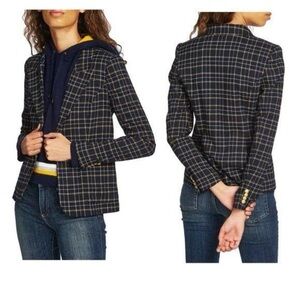 Court‎ and Rowe Navy Peak Lapel Check Plaid Blazer